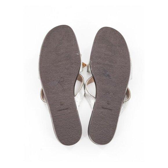 IF COLLECTION NWOB Silver Beaded Flat Sandal Slide Made in Japan - Picture 6 of 7